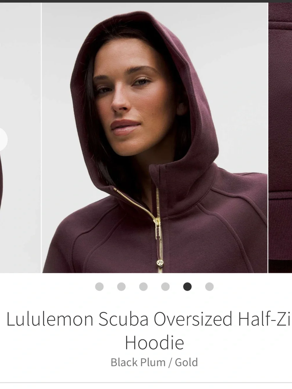 Lululemon Scuba Oversized Halft Zip Hoodie Black Plum/Gold Sz XS/S